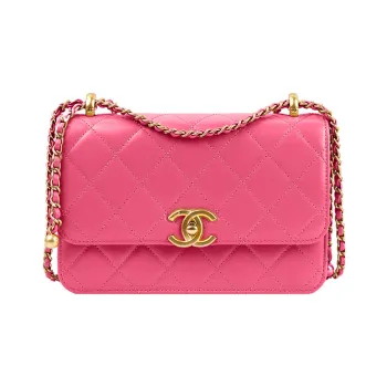 CHANEL Calfskin Flap Bag, Coin Purse, Shoulder Bag, Crossbody Bag Trumpets Women's Pink