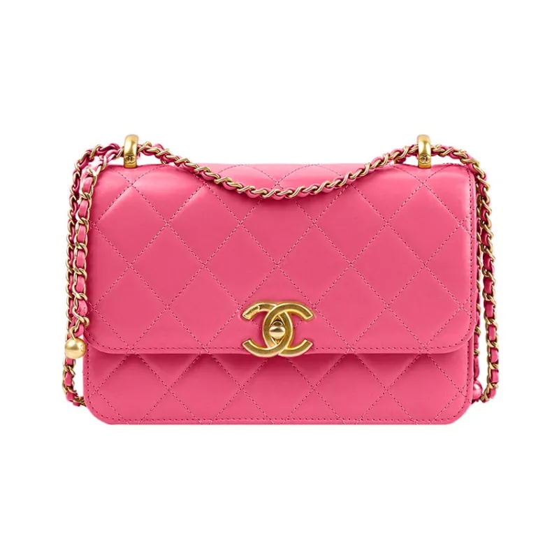 CHANEL Calfskin Flap Bag, Coin Purse, Shoulder Bag, Crossbody Bag Trumpets Women's Pink-0