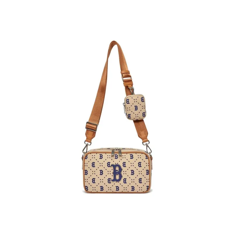 MLB Monogram Collection Artificial Leather Camera Bag, Shoulder Bag, Crossbody Bag Regular Unisex Beige-4