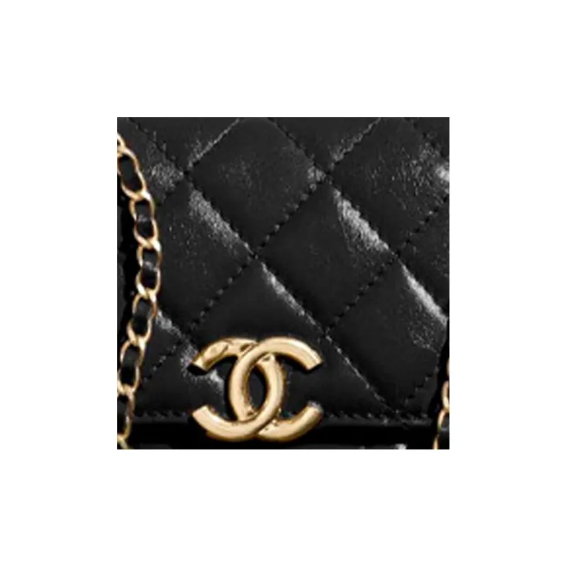 CHANEL Calfskin & Metal Shoulder Bag, Crossbody Bag Women's Black-1