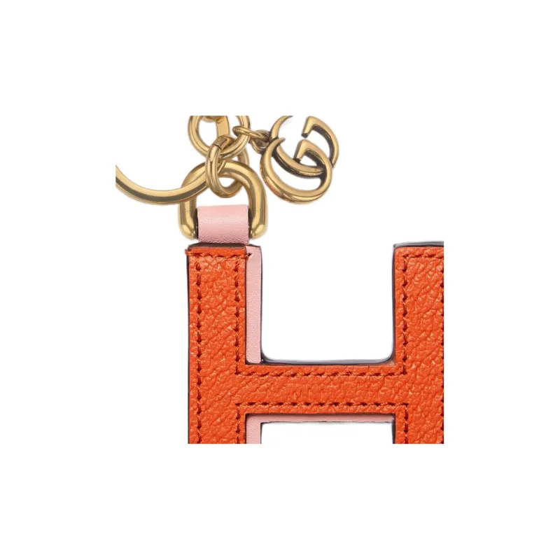 GUCCI Canvas With Leather Keychain Bag Accessory Unisex Orange/Pink-2