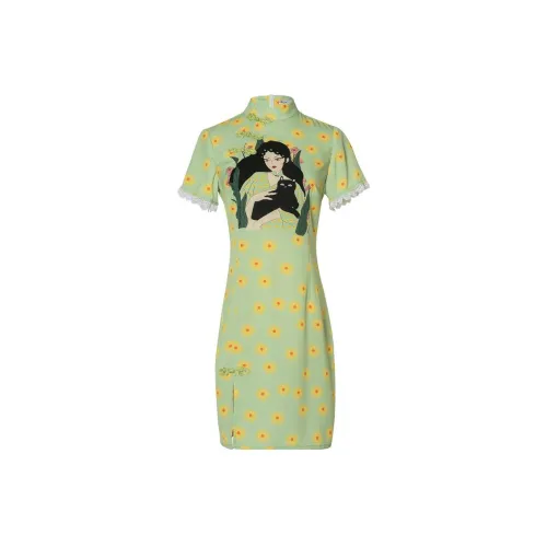 JK&JS Short-Sleeved Dresses Women's Lime Green