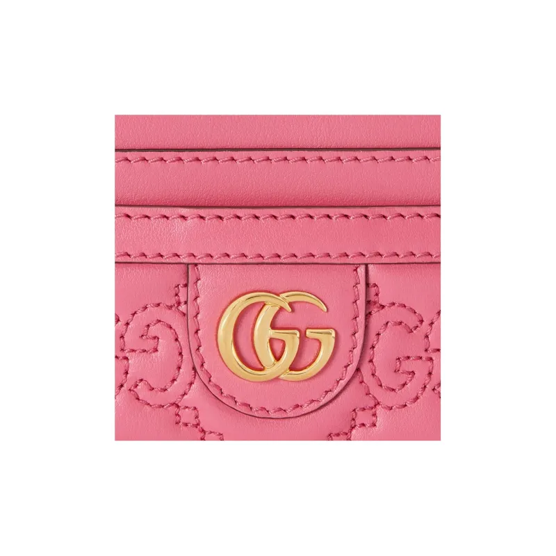 GUCCI GG Matelassé Leather Clutch Card Holder Small Size Women's Pink-4