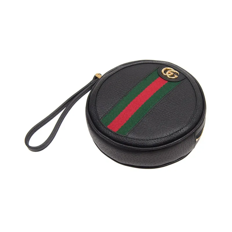 GUCCI Ophidia Cow Leather Coin Purse Wrist Bag Portable Clutch Women's Black-3