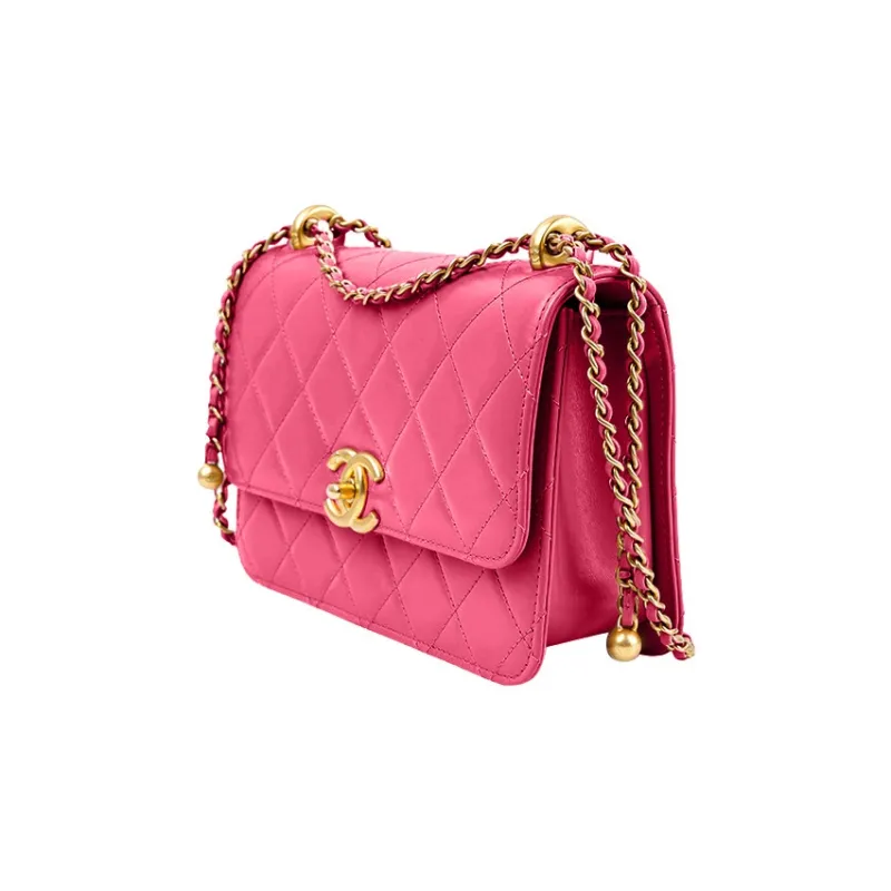 CHANEL Calfskin Flap Bag, Coin Purse, Shoulder Bag, Crossbody Bag Trumpets Women's Pink-1