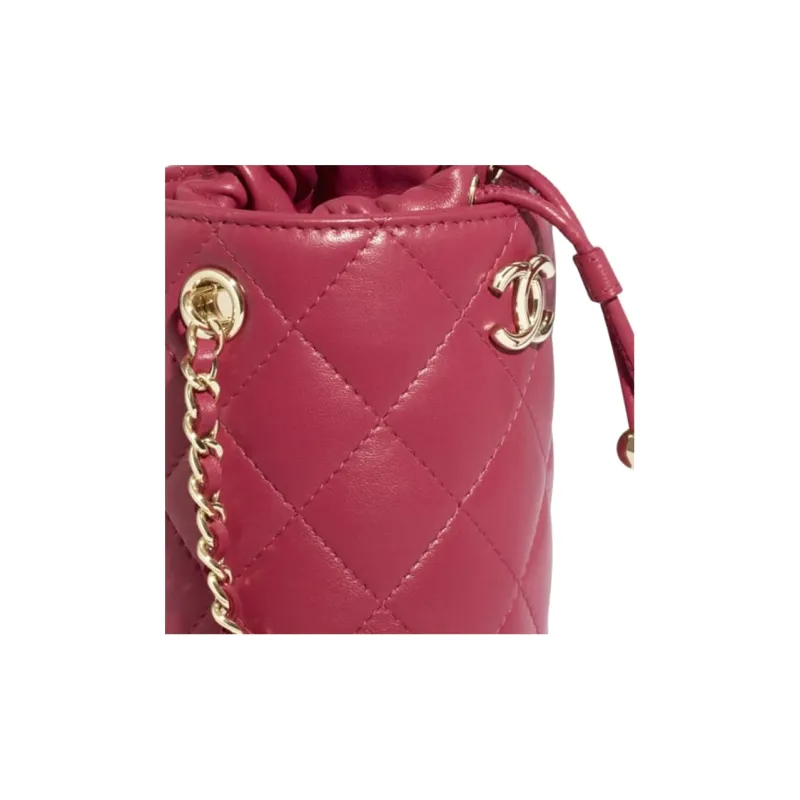 CHANEL Lambskin Bucket Bag, Crossbody Bag, Shoulder Bag Women's Pink-2