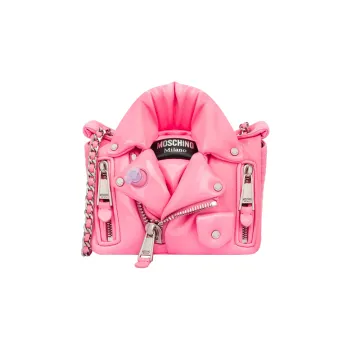 MOSCHINO Polyurethane Polyester Biker Bag, Crossbody Bag, Shoulder Bag Women's Pink