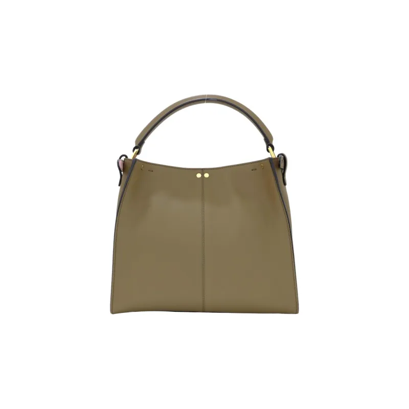 FENDI Peekaboo Leather Tote Bag Shopping Bag Crossbody One Shoulder Handbags Medium Size Women's Gray Green-2