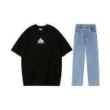 Set (black T-shirt + crushed ice blue jeans)