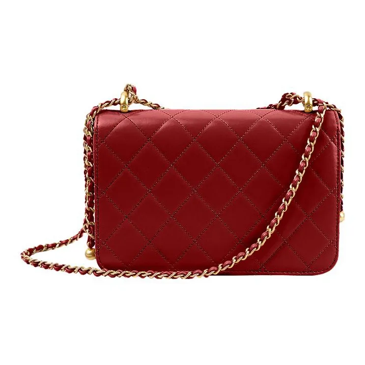 CHANEL Calfskin Flap Bag, Shoulder Bag, Crossbody Bag Trumpets Women's Burgundy-2