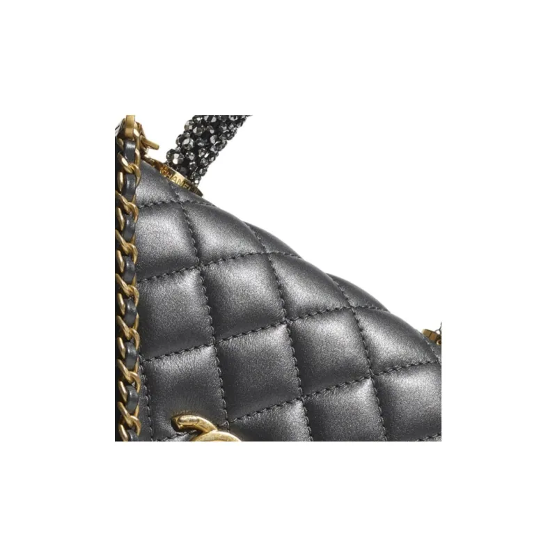 CHANEL Coco Handle Calfskin Handbag, Shoulder Bag, Crossbody Bag Women's Dark Silver-2