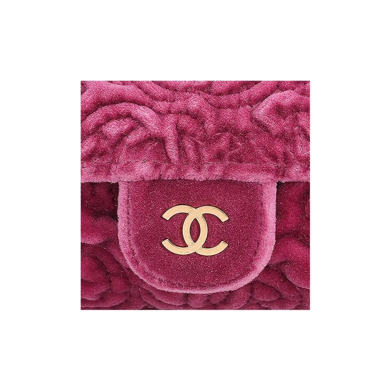 CHANEL Velour Metal Leather Detail Coin Purse, Shoulder Bag, Crossbody Bag Women's Pink-3