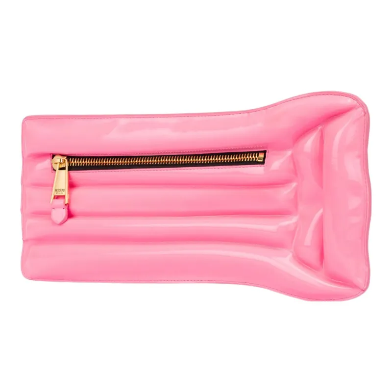 MOSCHINO PU Polyurethane Clutch Regular Women's Pink-1