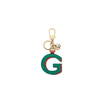 GUCCI Canvas With Leather Keychain Bag Accessory Unisex Green/Red