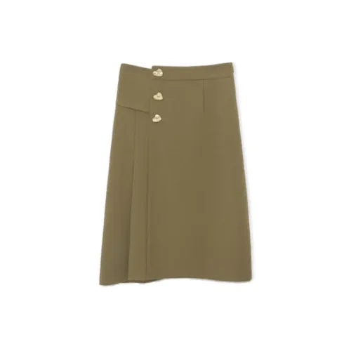 SEIFINI Casual Long Skirts Women's Olive Green