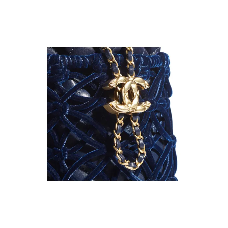 CHANEL Goatskin Drawstring Bag, Shoulder Bag, Crossbody Bag Women's Marine Blue-2
