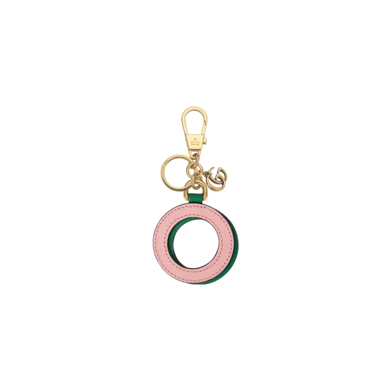 GUCCI Canvas With Leather Keychain Bag Accessory Unisex Pink/Green-0