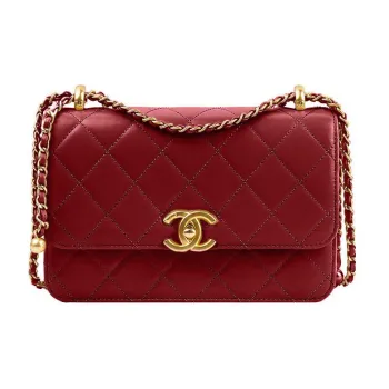 CHANEL Calfskin Flap Bag, Shoulder Bag, Crossbody Bag Trumpets Women's Burgundy