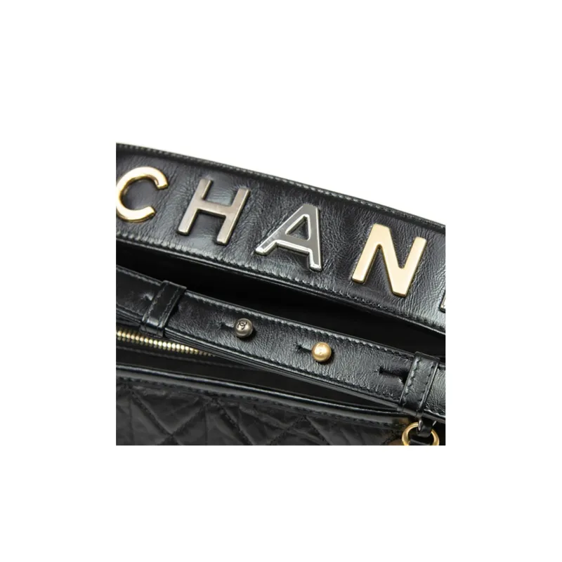CHANEL Gabrielle Cow Leather Hobo Bag, Handbag, Shoulder Bag, Crossbody Bag Medium Size Women's Black-4