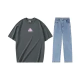Set (cement gray T-shirt + crushed ice blue jeans)