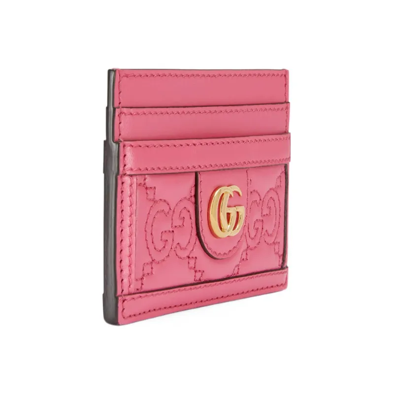 GUCCI GG Matelassé Leather Clutch Card Holder Small Size Women's Pink-1