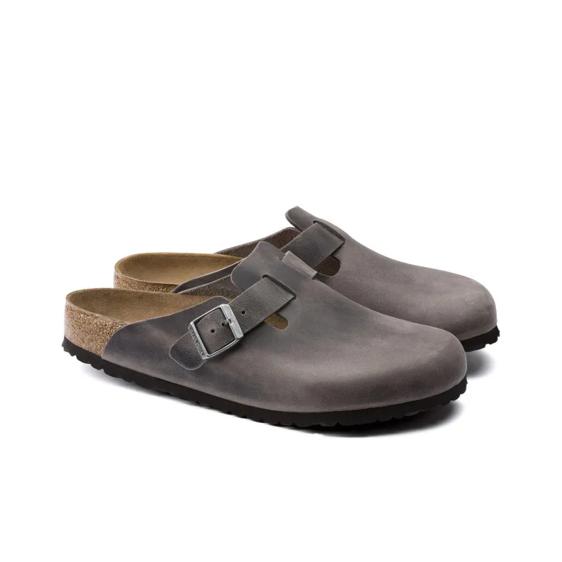 Birkenstock Boston Soft Footbed Oiled Leather Sandals 'Iron'-2