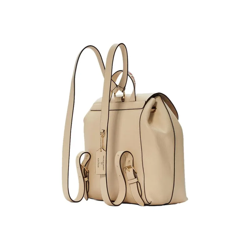 COACH Basquiat Collaboration Kleo Leather Backpack Large Size Women's Khaki-2