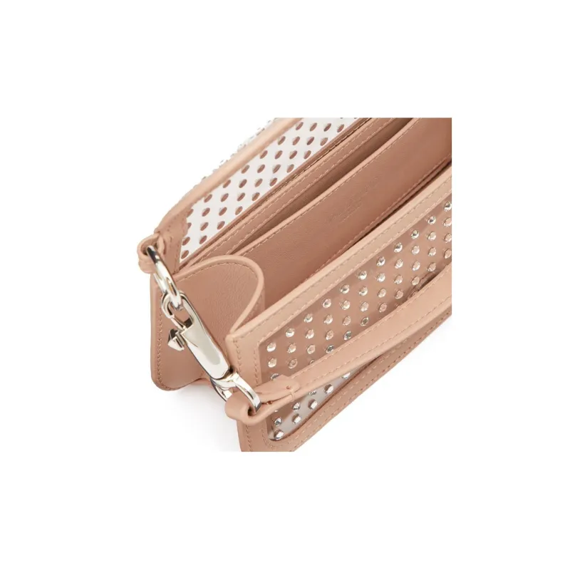 Valentino Calfskin Portable Crossbody Bag, Shoulder Bag Women's Pink-4