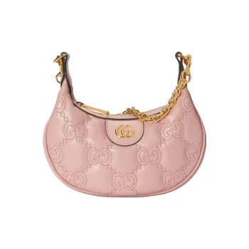 GUCCI GG Matelassé Leather Crescent Moon Bag Shoulder Bag Crossbody Bag Women's Pink