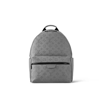 LOUIS VUITTON Discovery Cow Leather Backpack Men's Gray