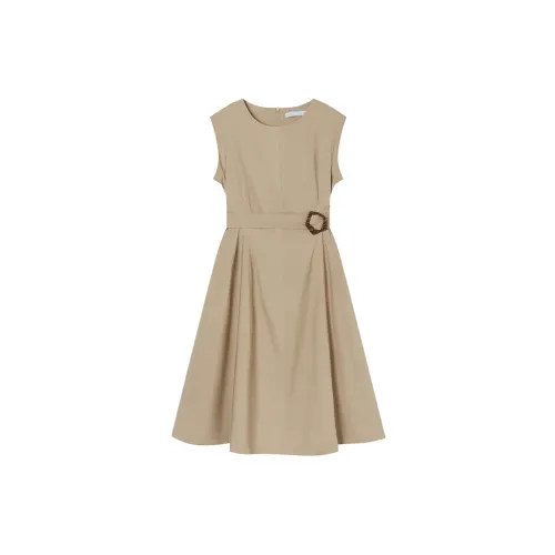 DIALOGUE Sleeveless Dresses Women's Khaki Camel