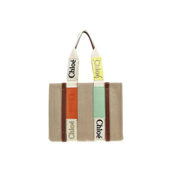Chloe Linen Tote Bag Shopping Bag Crossbody One Shoulder Handbags Regular Women's Brown/Green