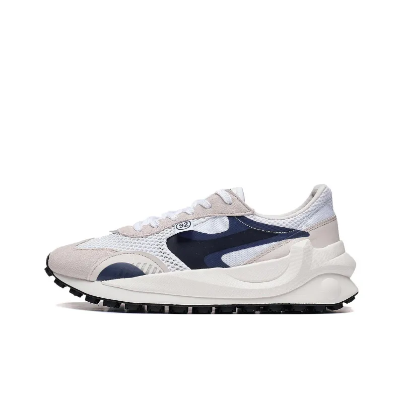 LiNing Square And Round Anti Slip Wear Resistant Low Top Sports Casual Shoes Men's White Gray Blue-0