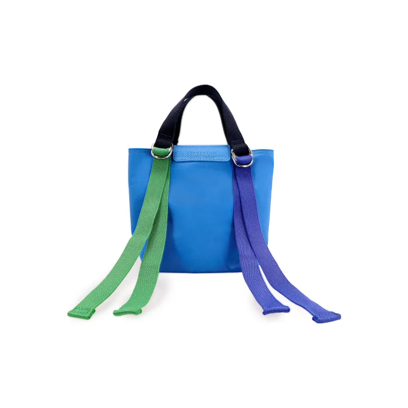 LONGCHAMP Le Pliage Re play Canvas With Leather Trim One Shoulder Canvas Bag Handbag Small Size Women's Blue-2