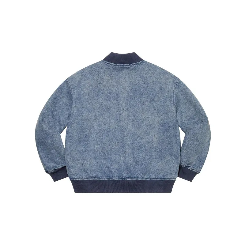 Supreme Washed Knockout Denim Varsity Jacket - POIZON 