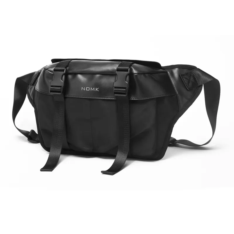 NOMK Oxford Workwear Messenger Bag Shoulder Bag Crossbody Bag Large Size Unisex Black-1