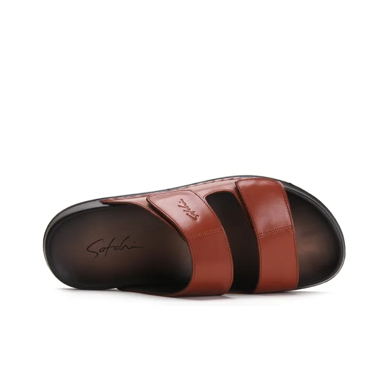 Satchi Slide Slippers Men Yellow Brown-3
