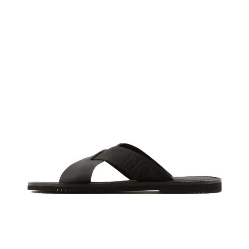 EMPORIO ARMANI Logo-strap Leather Sandals