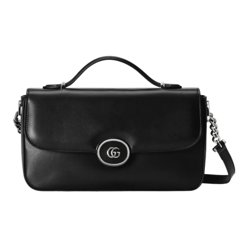 GUCCI Leather Handbag Shoulder Bag Crossbody Bag Small Size Women's Black-0