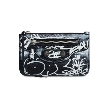 Balenciaga Le Cagole Sheepskin Coin Purse Women's Black/White