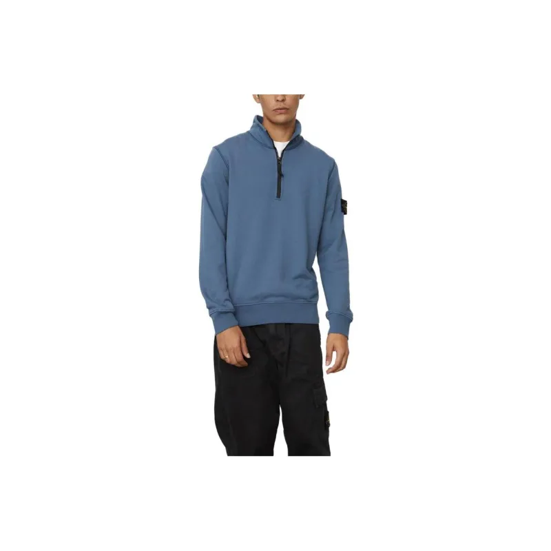 STONE ISLAND Logo Patch Half Zip Sweatshirt-2