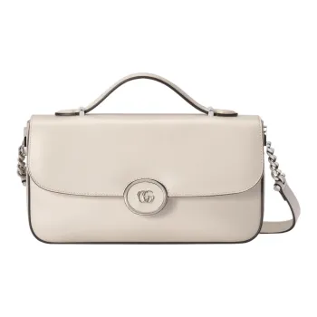 GUCCI Leather Handbag, Shoulder Bag, Crossbody Bag Small Size Women's White