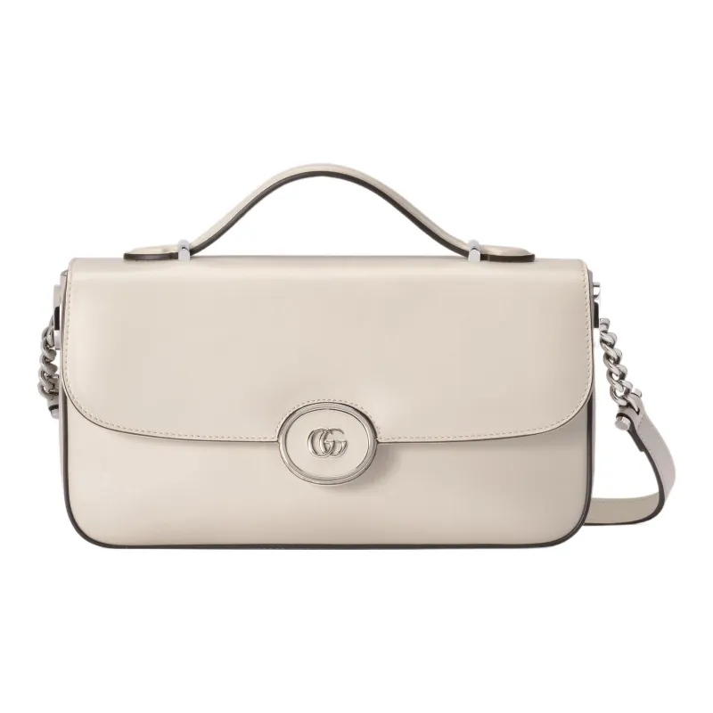 GUCCI Leather Handbag, Shoulder Bag, Crossbody Bag Small Size Women's White-0