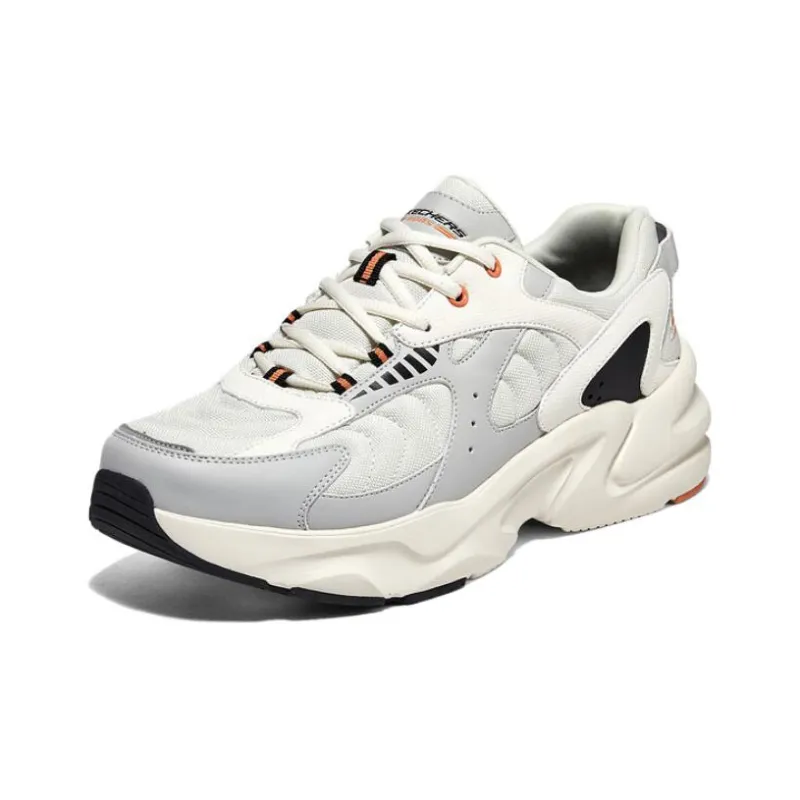 Skechers BOBS BAMINA 2 Lava Ripple Cushioning Wear Resistant Low Top Casual Shoes Men's White Gray Orange-1