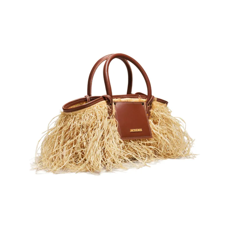 Jacquemus Raffia Fiber Shoulder Bag Crossbody Bag Handbag Women's Brown-2