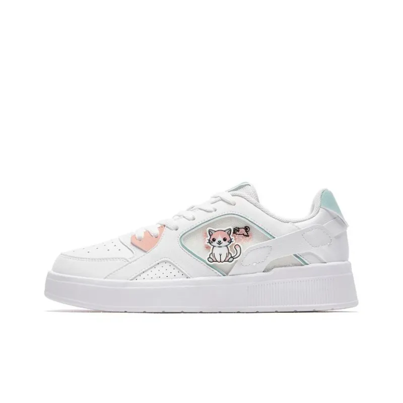 QIAODAN Cute Pet 3.0 Anti-Slip And Wear-Resistant Lightweight Low-Top Skateboard Shoes Women's White Pink-0