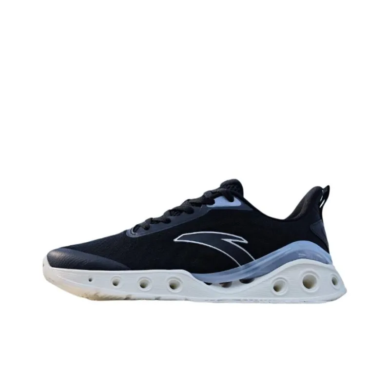 Anta Cushioned Slip-Resistant Low-Top Running Shoes Women's Black White-0