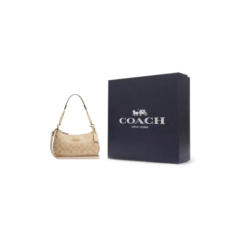 COACH Teri Classic Full Print Shoulder Bag Small Ladies Beige Monogram-4