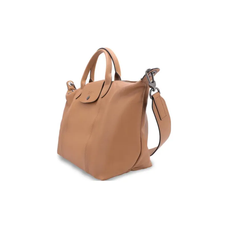LONGCHAMP Le Pliage Cuir Sheepskin Short Handle Crossbody Dumpling Bag Handbag Medium Size Women's Hazelnut Umber-1