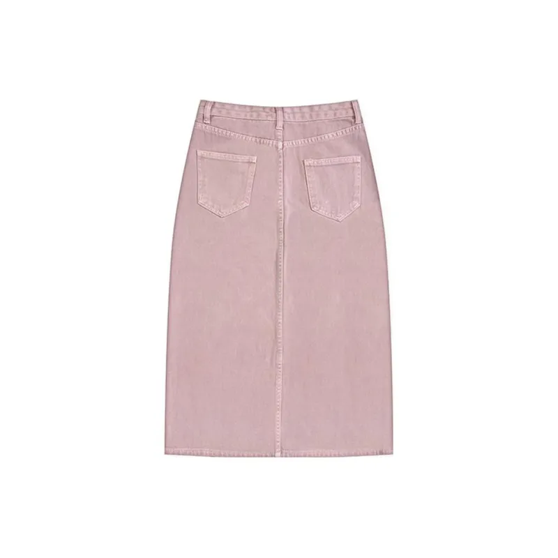 FOREVER 21 Denim Long Skirts Women's Pink-1